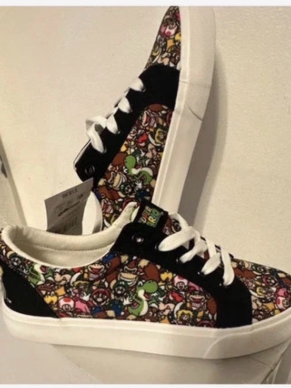 Nintendo Black Multicolor Character Print Kids Sneakers
